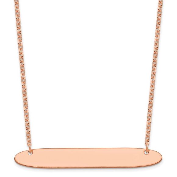 Kazi Luxury Sterling Silver/Rose-plated Large Polished Oblong Blank Bar Necklace